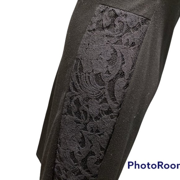MERONA Little Black Dress Size Medium Simple But Elegant Lace Panels - Picture 5 of 16